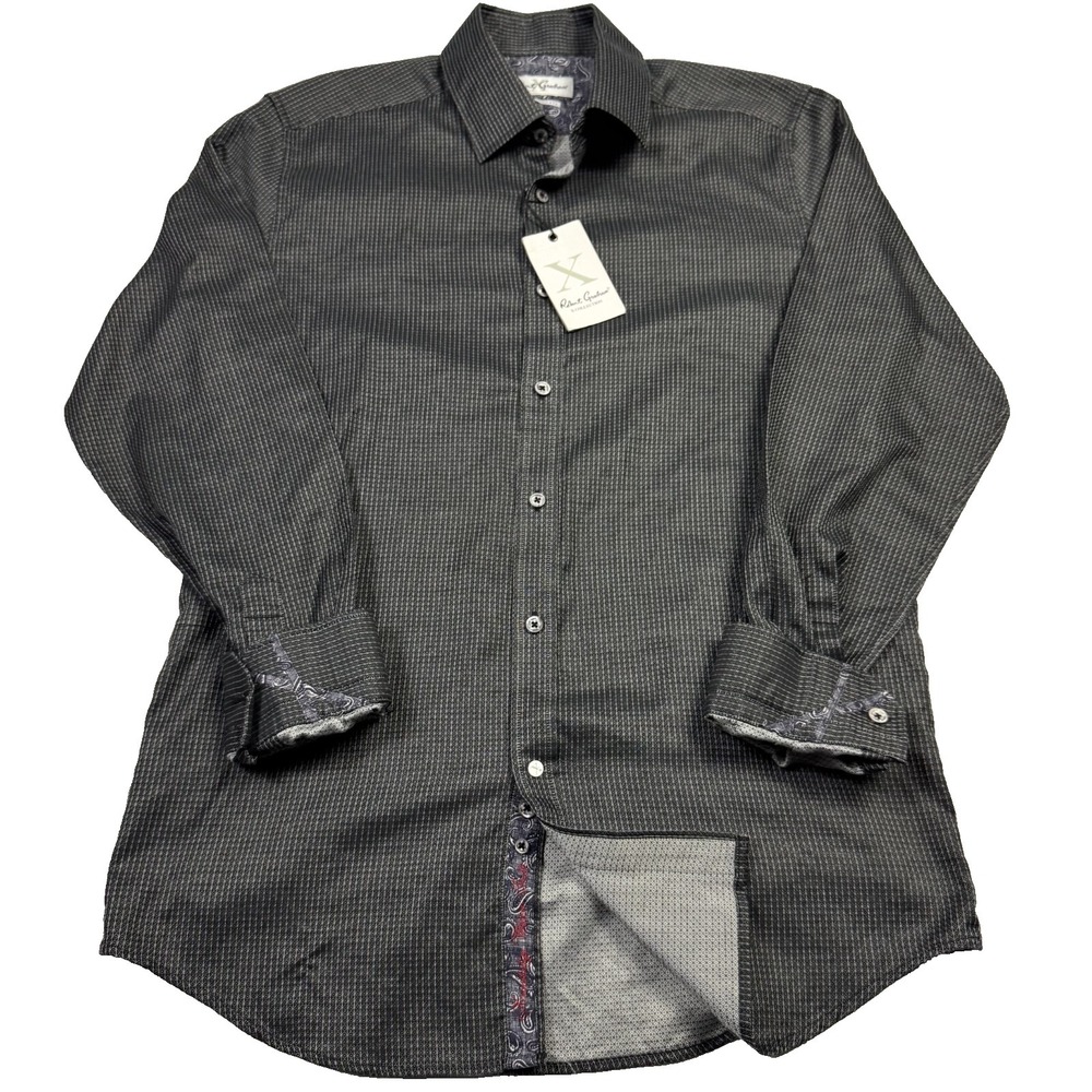 Robert Graham‎ NWT Men's Sangiorgio Dress Shirt Flip Cuff Black Size 16 (41)